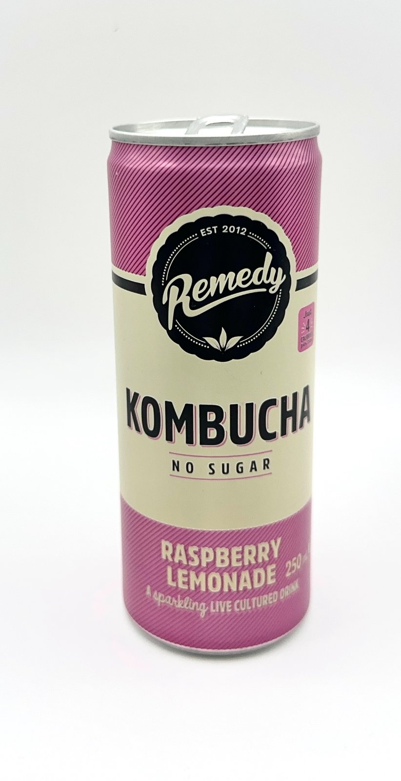 Remedy Rasberry Lemonade 250ml soft drink can
